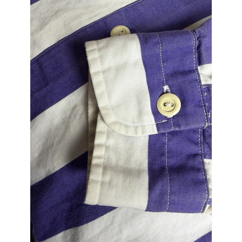 Vintage Gant Salty Dog Shirt Large Purple White Broad Stripe Button Up 90s - Picture 14 of 14